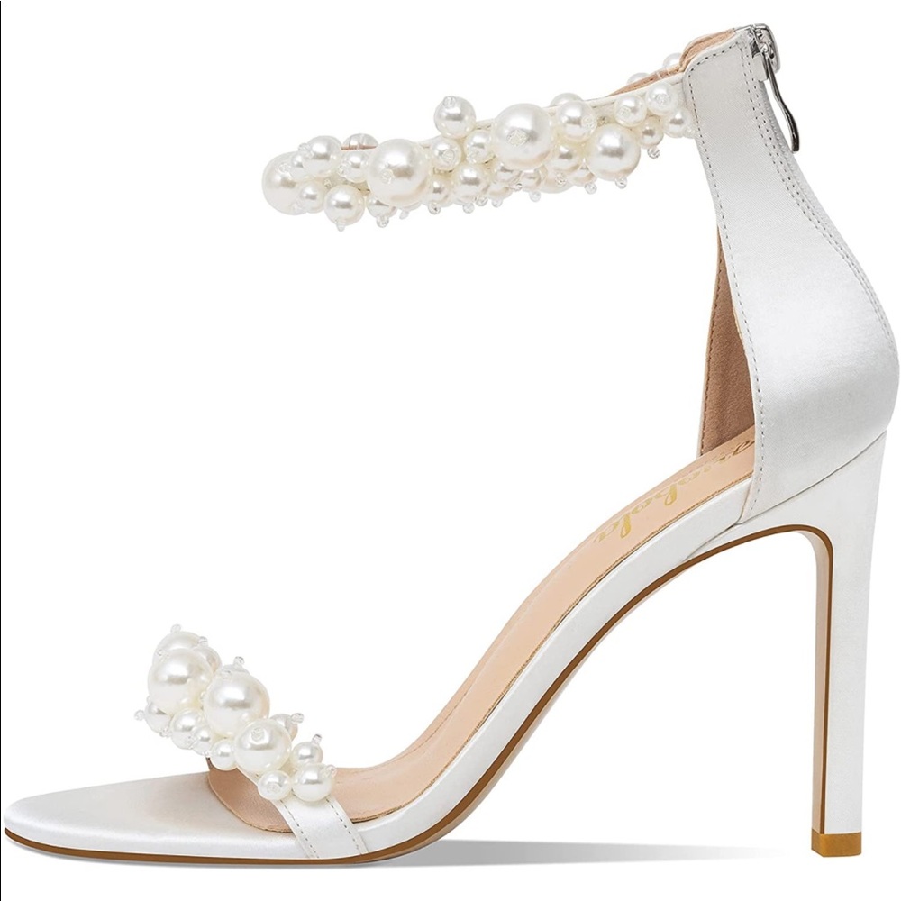 High Heeled Sandals with Pearl Detailing